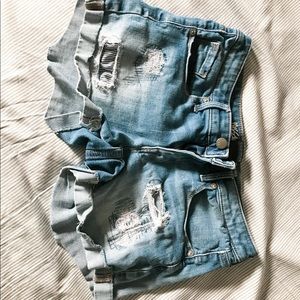 distressed denim shorts